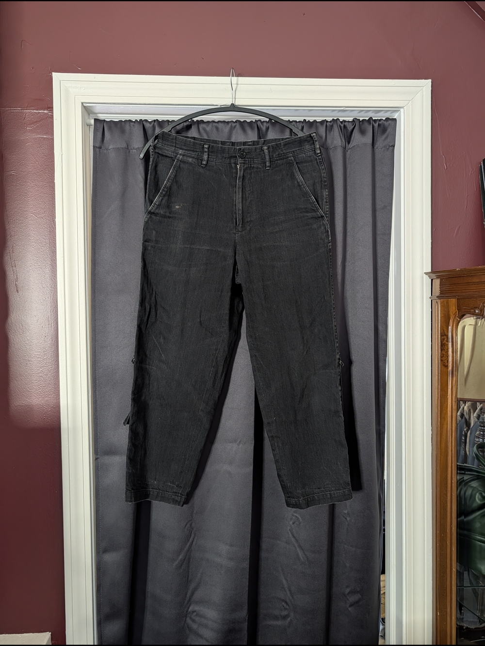 Yohji Yamamoto Men's Black Bondage Strap Buckle Straight-Leg Jeans Japan Sz 2 - Picture 1 of 16